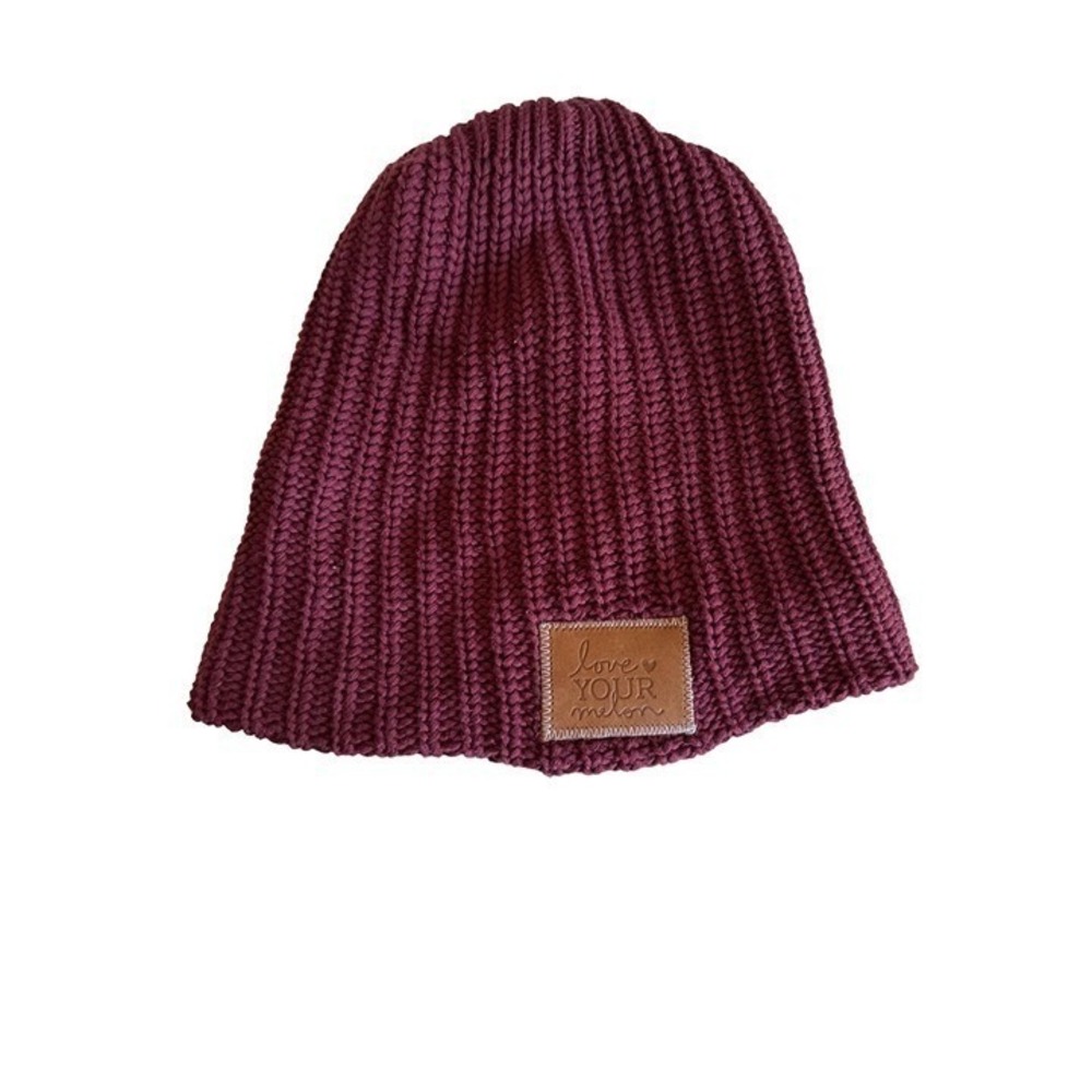 Love Your Melon Burgundy Knit Slouchy Hat Ca One Size Made in USA